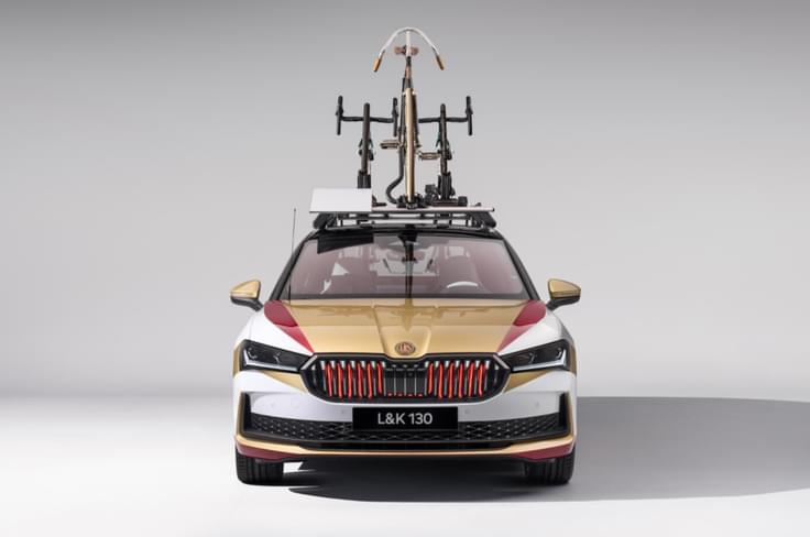 Skoda will show the L&K 130 concept at the 112th edition of the Tour de France from July 5 to 27, 2025. Skoda Superb concept front shot headlights exterior colour