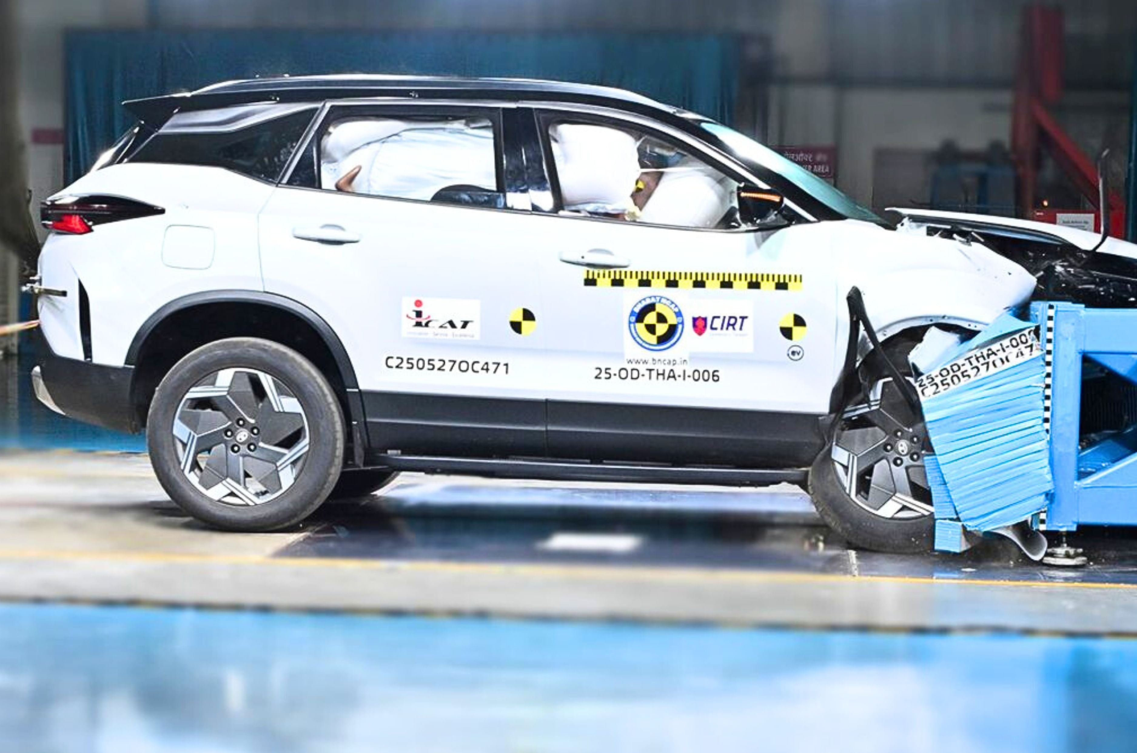 Tata Harrier EV has secured 5-stars in AOP and COP at Bharat NCAP.  