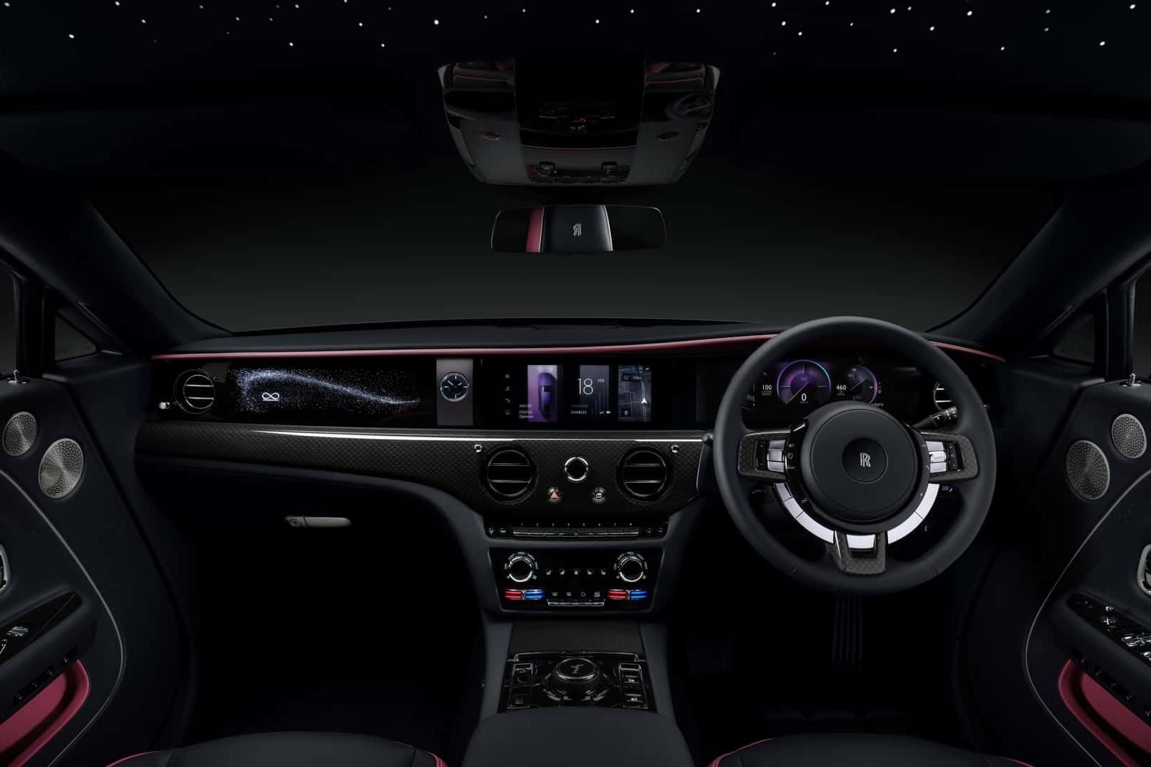 'Illuminated Fascia' on piano black dashboard comprises over 5,500 illuminated dots or 'stars.'