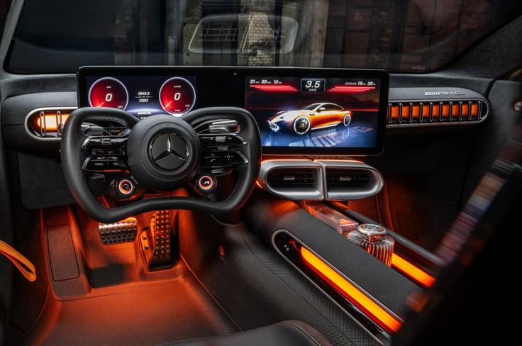 Interior draws influences from AMG One hypercar. Mercedes AMG GT XX concept interior