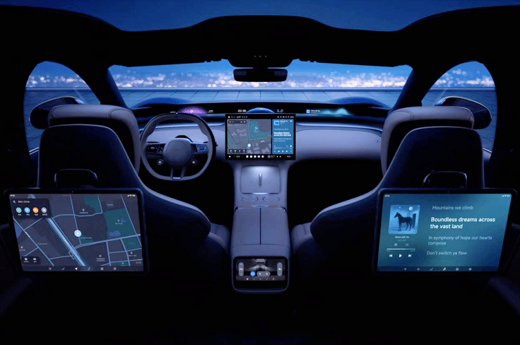 In addition to a 16.1-inch touchscreen, the YU7 SUV also gets two rear entertainment displays. Xiaomi YU7 touchscreen