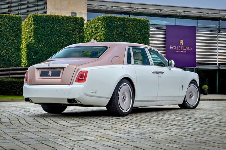 One off Rolls Royce Phantom Dentelle right rear static outdoors One off Rolls Royce Phantom Dentelle right rear static outdoors