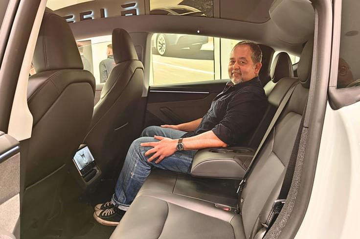 Lots of legroom and headroom for an average sized adult in the rear. Tesla Model Y rear seats