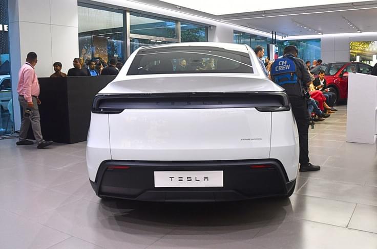Initial registrations and deliveries will only start in Delhi, Gurugram and Mumbai. Tesla Model Y rear