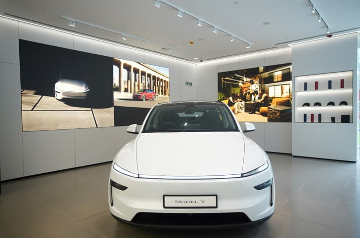 Tesla showroom India with Model Y