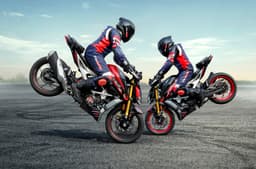 TVS Apache RTR 310 stoppie on track