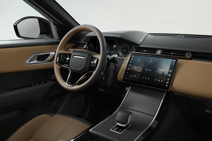 Features retained in the new Velar variant are an 11.4-inch touchscreen with wireless Apple CarPlay/Android Auto, a 12.3-inch driver’s display, 4-zone AC and air purifier. Range Rover Velar Autobiography black color interior