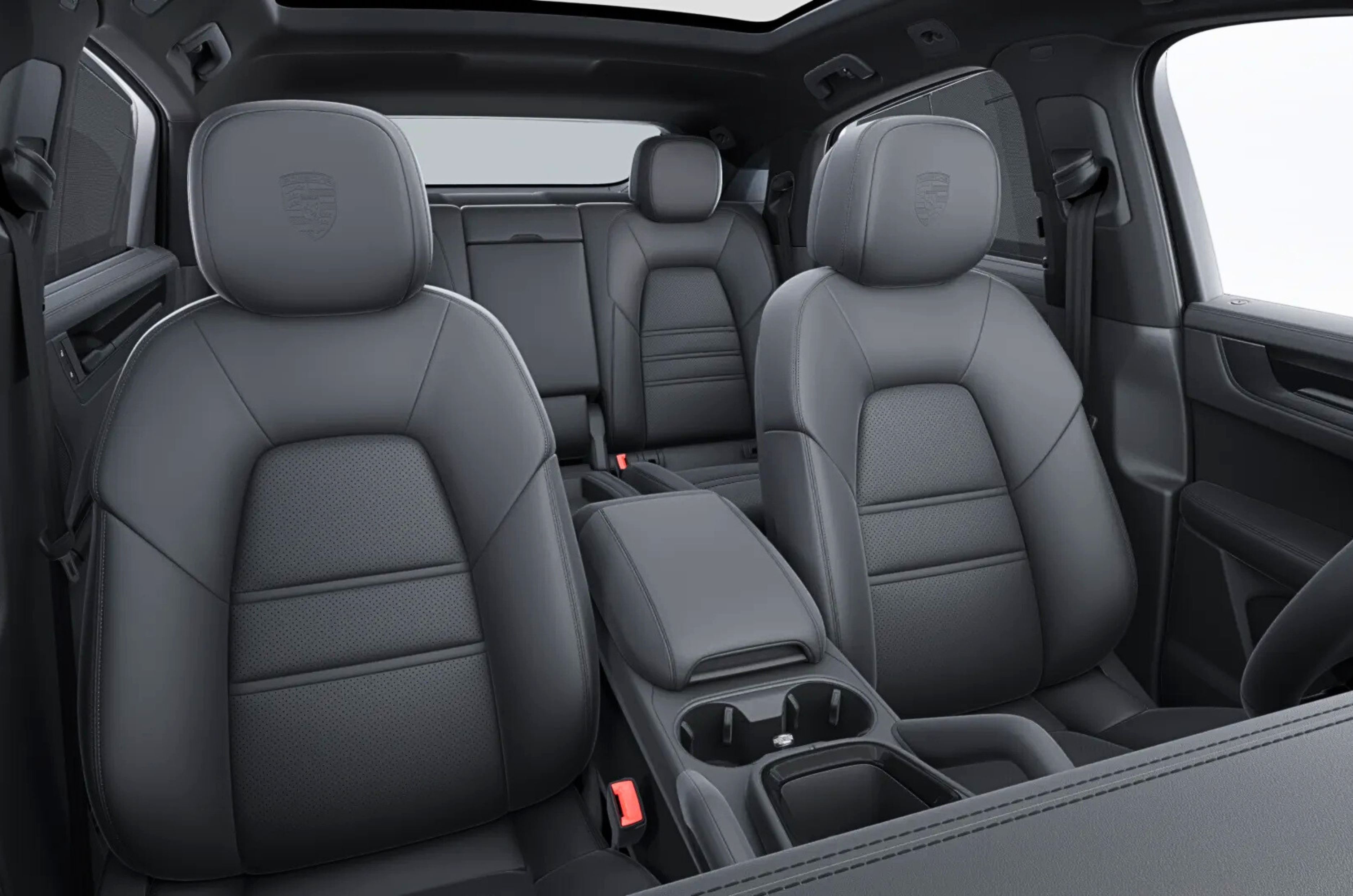 Both SUVs feature black leather upholstery, brushed aluminium accents, and illuminated door sills.
