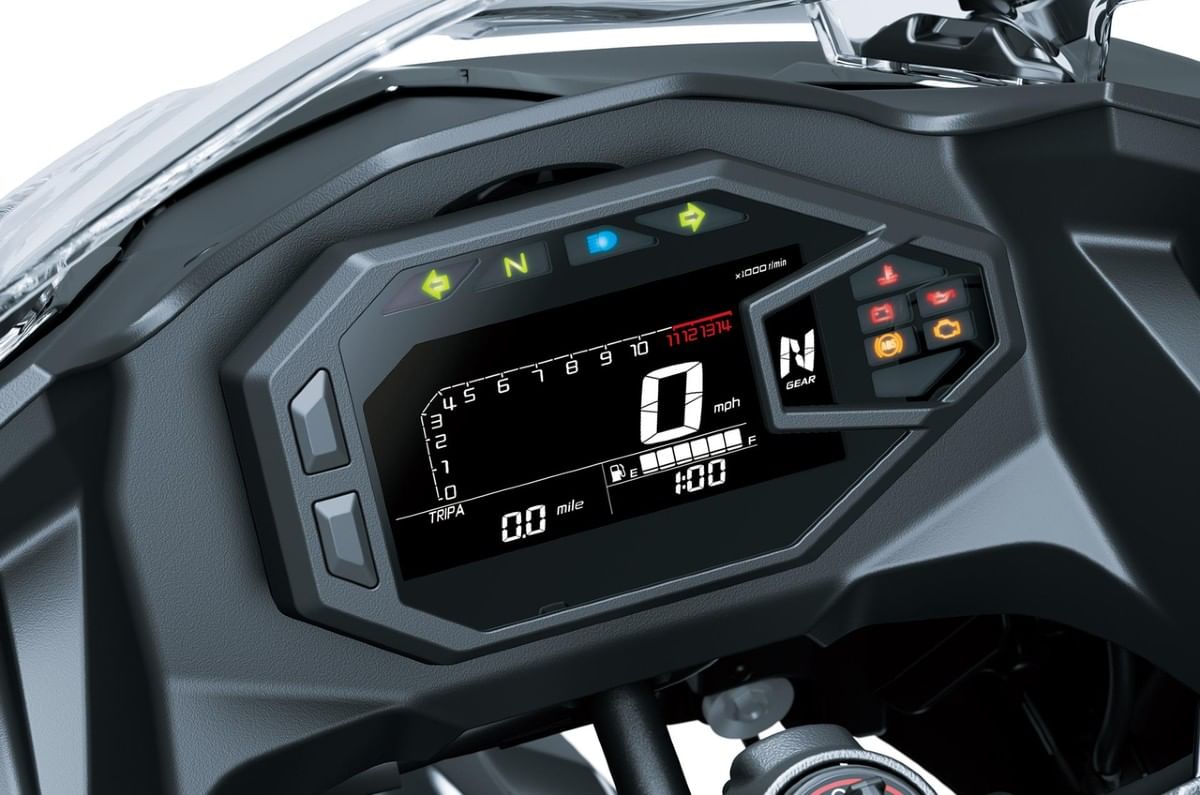 The Ninja 500 uses an LCD display with Bluetooth connectivity.