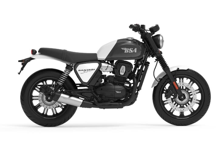 BSA Bantam 350 grey colour right side profile static in studio
