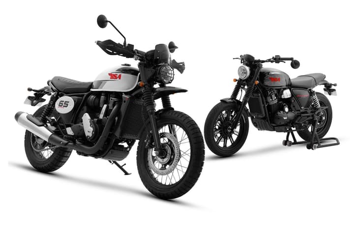 BSA Scrambler 650 with Bantam 350 in studio