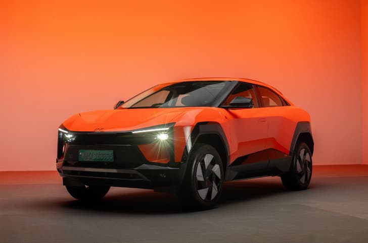 Mahindra BE 6 orange exterior in studio