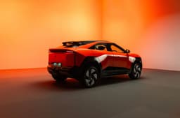 Mahindra BE 6 orange exterior in studio rear 