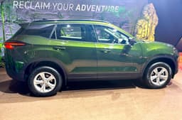 Tata Harrier Adventure X, X+ variant in seaweed green exterior side profile
