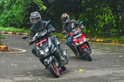 Hero Xoom 125 and TVS Ntorq 125 cornering shot