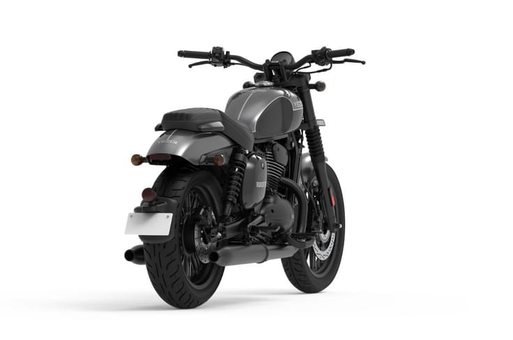 It is available in 5 colours and one additional premium variant with blacked out elements Yezdi Roadster rear right three quarter shot