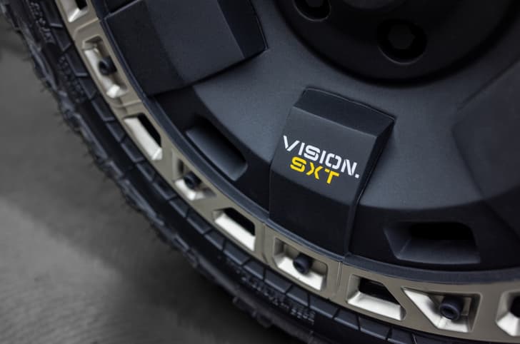 Mahindra Vision SXT concept pick up wheel badge