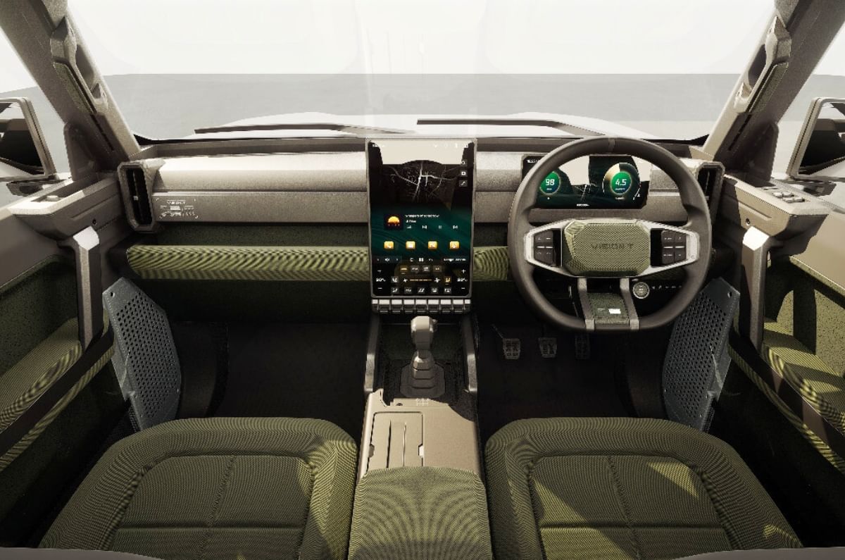 Mahindra Vision T interior previews future design philosophy of Thar range of models. 