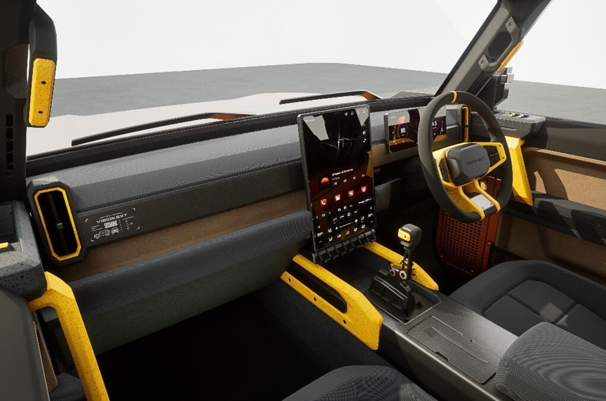 The newly-revealed Mahindra Vision SXT largely shares its dashboard design with the Vision T concept, but features a healthy smattering of yellow.