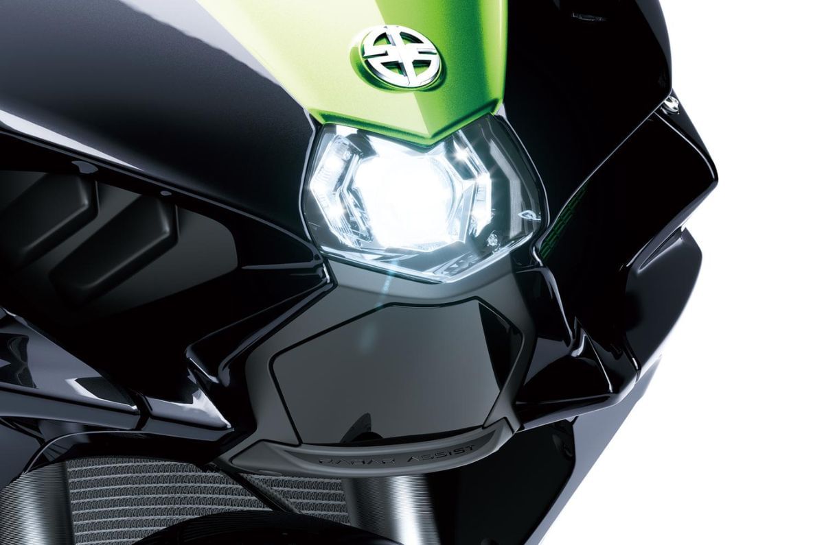 Ninja H2 SX headlight close-up shot