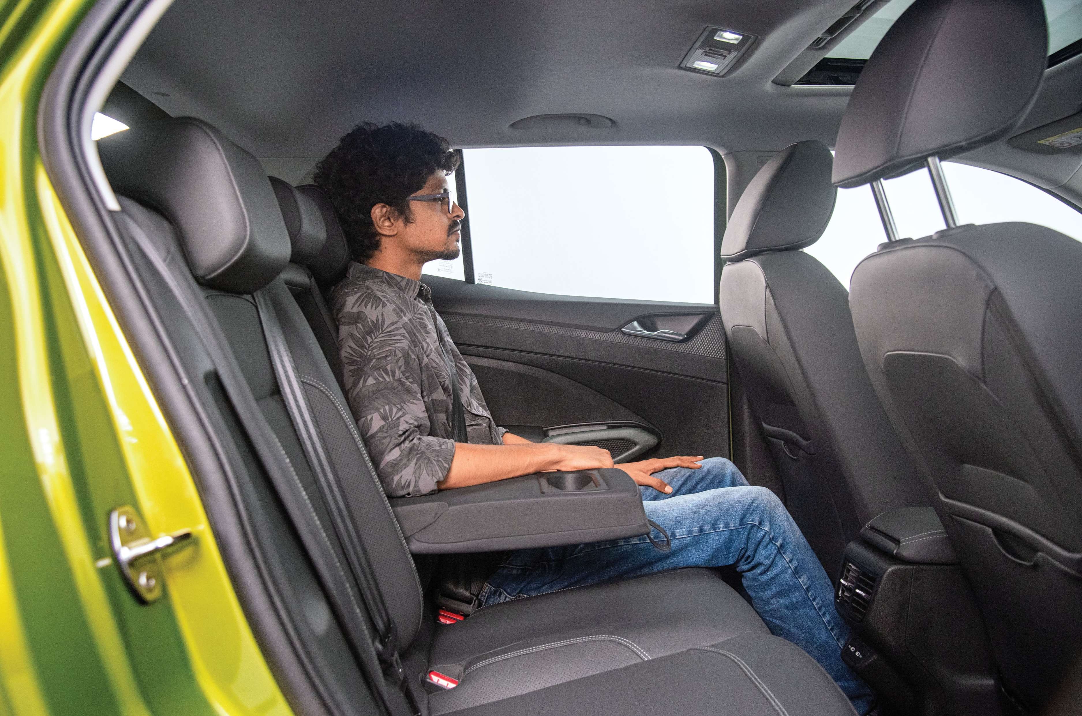 Rear seat has adequate headroom and kneeroom, but limited width makes it best suited for two adults.