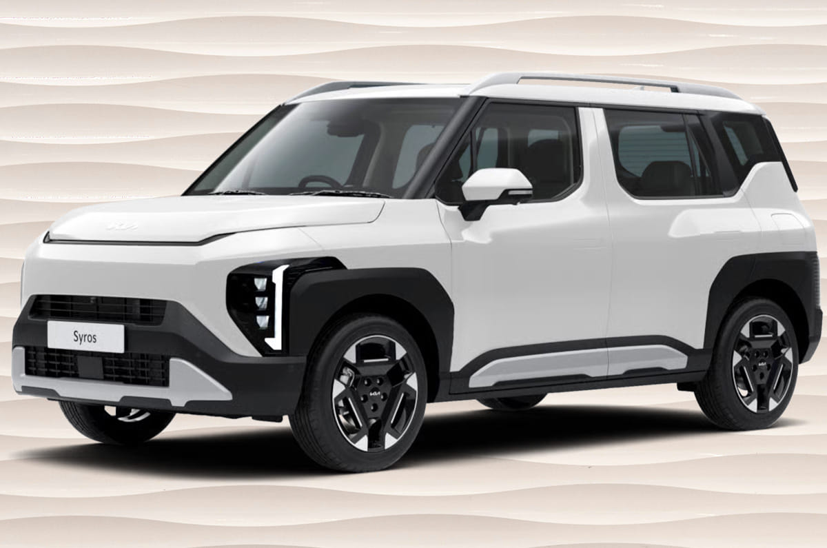 Kia Syros in Glacier White Pearl.