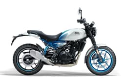 Royal Enfield Guerrilla 450 white and Blue colour