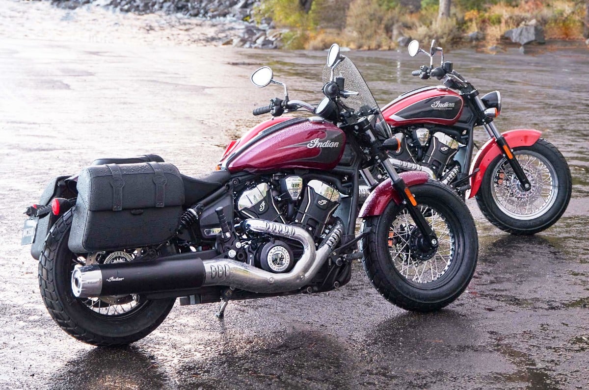 Indian Super Scout parked next to Scout Classic in field