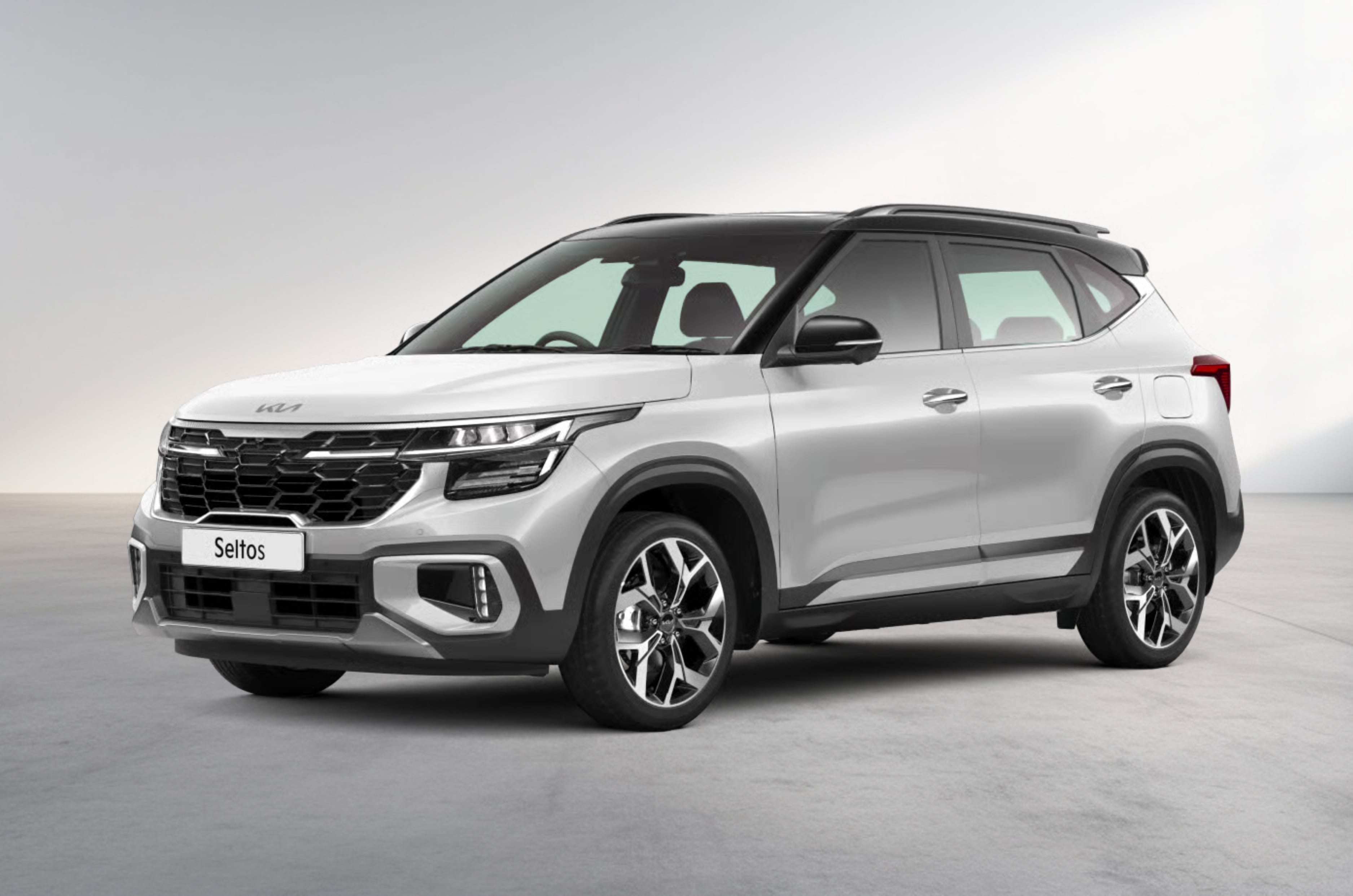 Kia Seltos white and black dual tone colour front left side