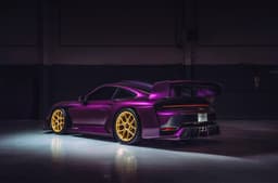 RML GT Hypercar in purple, rear left in a studio