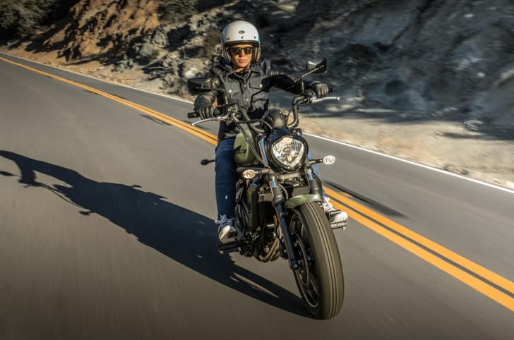 Kawasaki Vulcan S riding shot
