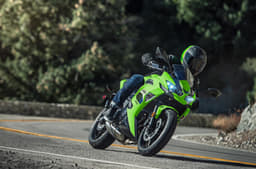Kawasaki Ninja 650 Lime Green Colour exiting corner