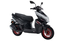 TVS Ntorq 150 silver front right static in studio