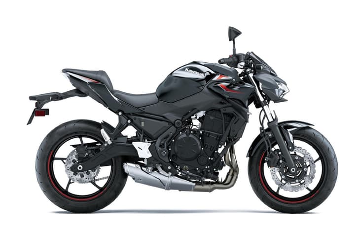 Kawasaki Z650 right side profile static in studio