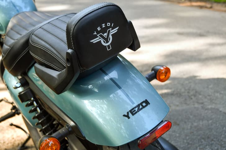 2025 Yezdi Roadster rear pillion accessory shot