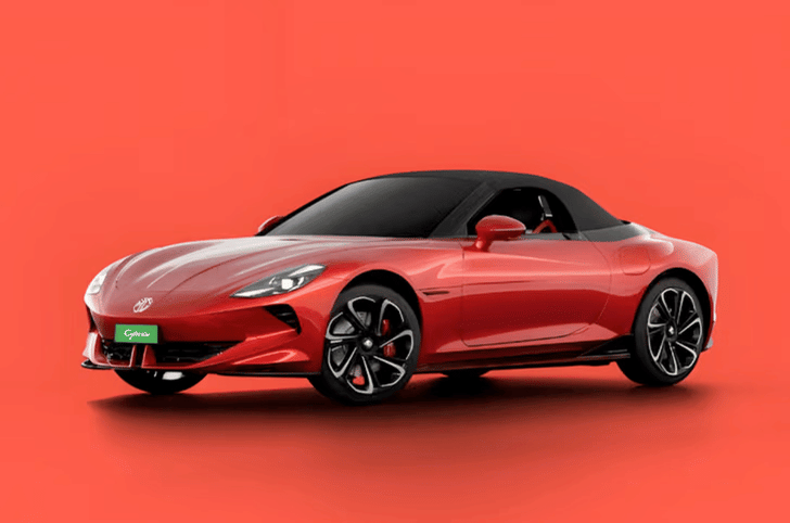 MG Cyberster in Flare Red with black roof