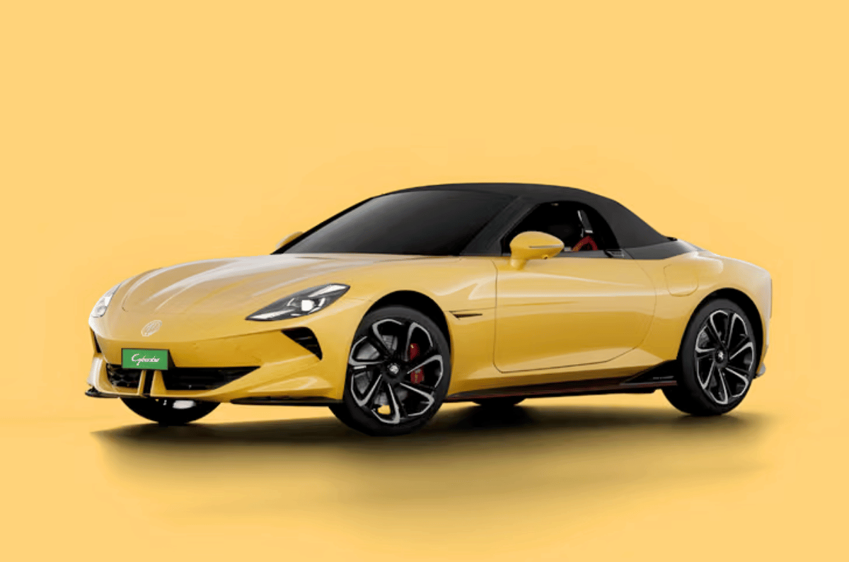 MG Cyberster in Nuclear Yellow with black roof