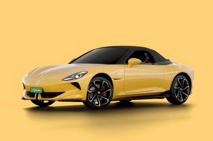 MG Cyberster in Nuclear Yellow with black roof