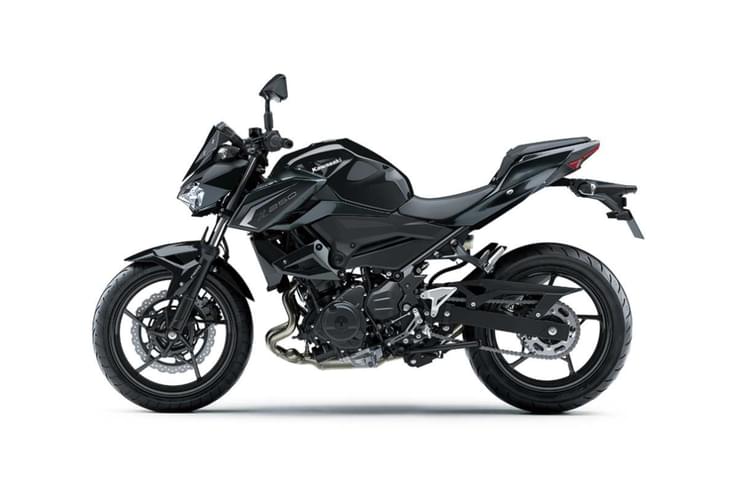 The Z650 gets this all-black colourway for 2026. Z250 side profile studio shot
