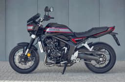 Honda CB1000F left side profile static shot in parking lot