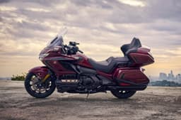 Honda Gold Wing Tour parked against sky background