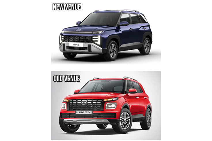 hyundai venue new vs old front three quarter hyundai venue new vs old