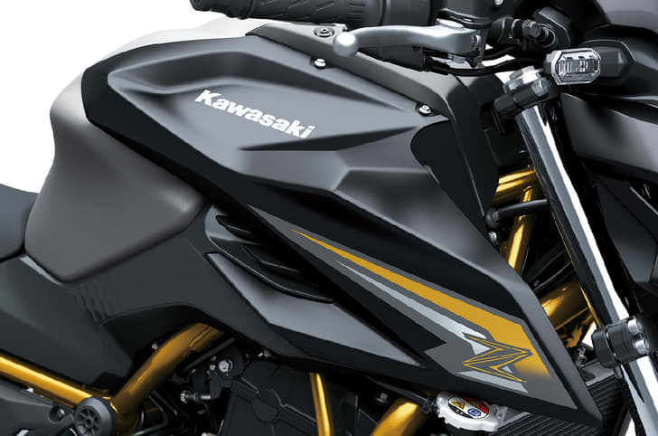 Extended tank shrouds give it a more aggressive stance.