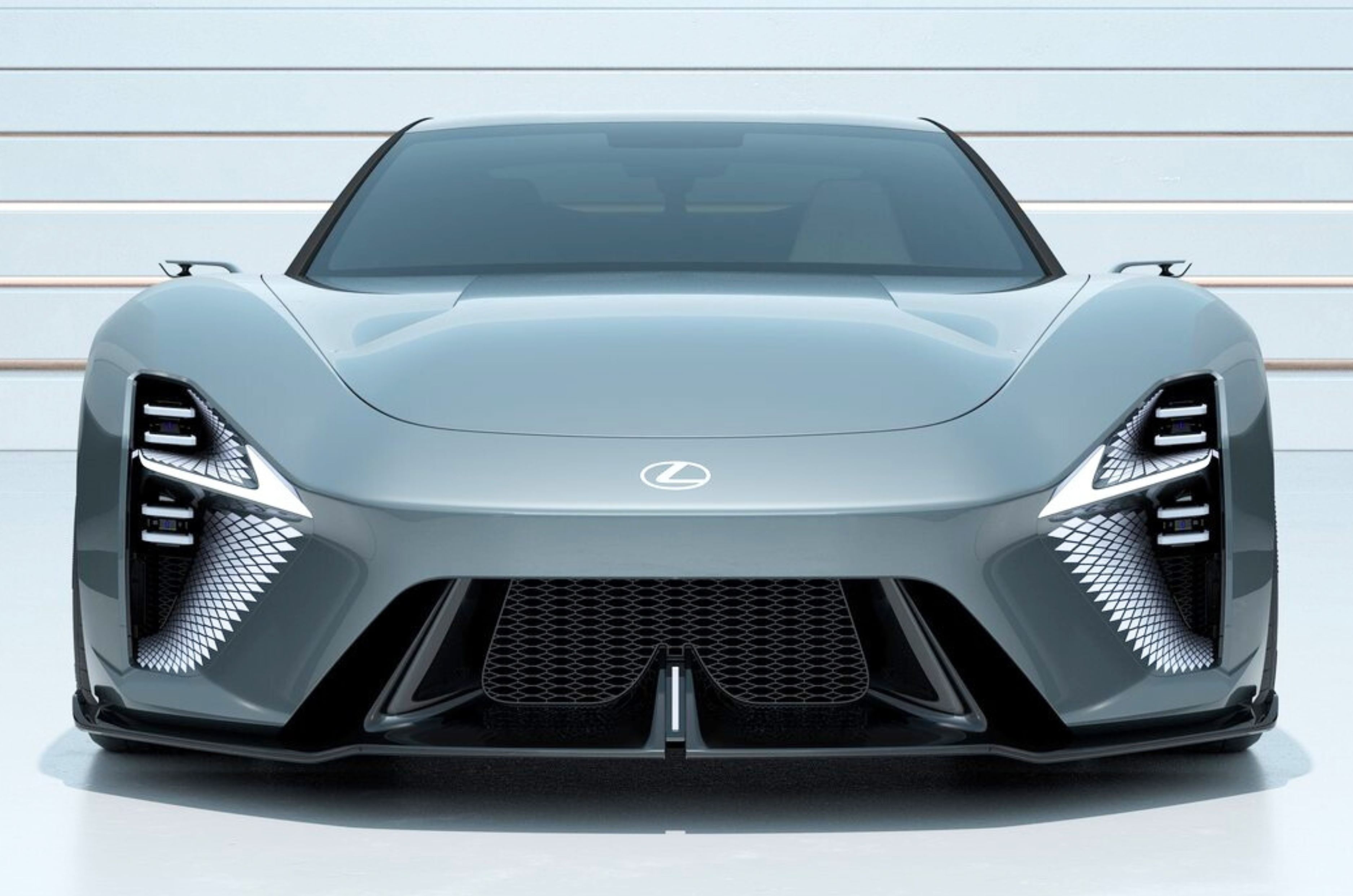 The Lexus Sport Concept gets floating checkmark LED headlights integrated vertically into the front air intakes.