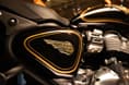 It has been unveiled in two colours, black and blue Royal Enfield Bullet 650 Twin side panel