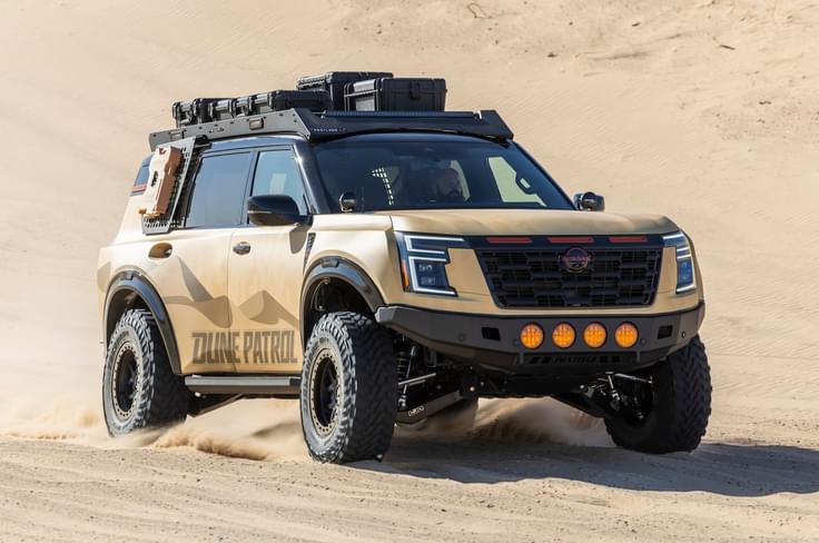 2025 nissan dune patrol concept front three quarter 2025 nissan dune patrol concept in desert