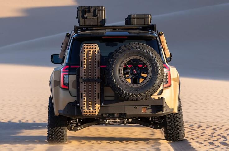2025 nissan dune patrol concept rear 2025 nissan dune patrol concept in desert