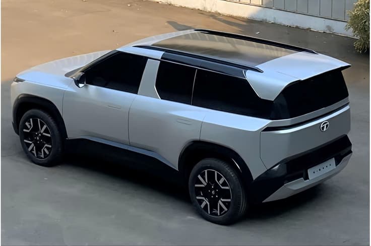 2025 Tata Sierra rear three quarter birds eye 2025 Tata Sierra in studio