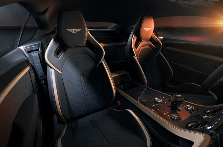 The two-seat cabin gets new lightweight sports seats placed lower for a more focused driving position. Bentley Continental GT Supersports seats