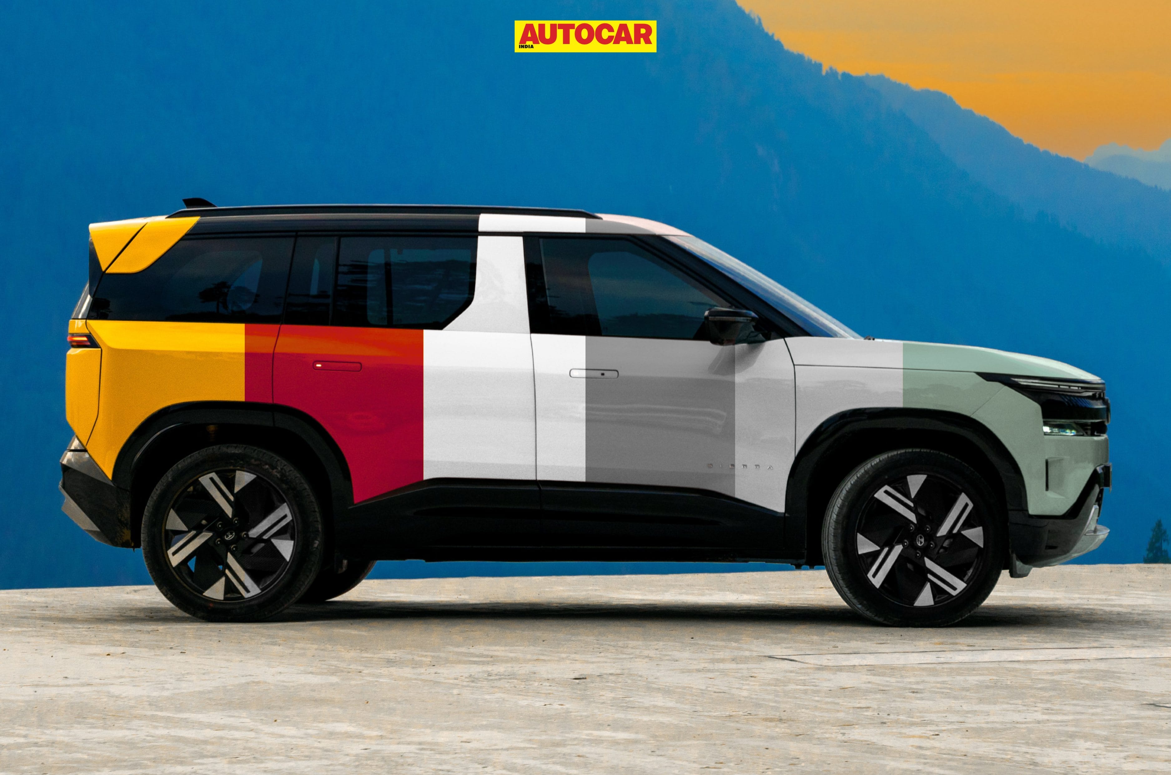 The Tata Sierra will be available in six monotone colour options